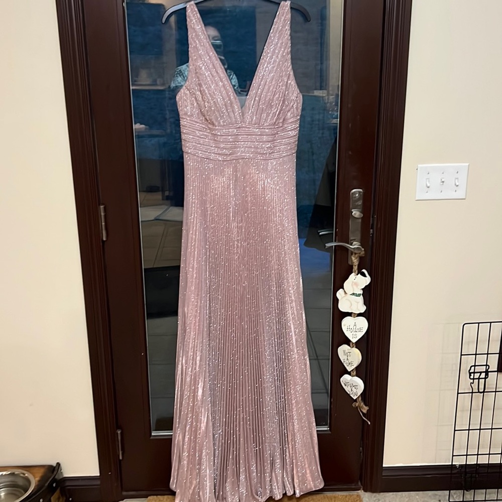Jovani long rose-gold dress.